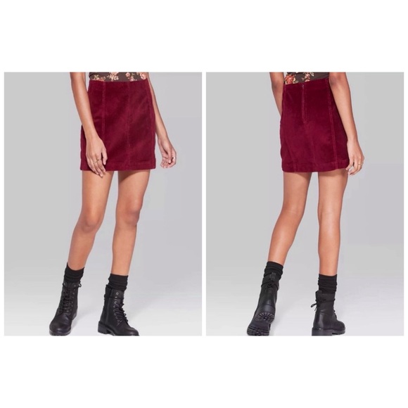 NWT Burgundy Wild Fable Corduroy Mini Skirt | Target Fitted Wine Red Cotton Cord - Picture 8 of 8